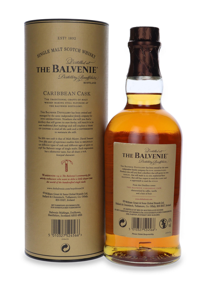 Balvenie 14-letni Caribbean Cask / 43% / 0,7l + 2 szklanki