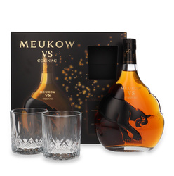 Cognac Meukow VS + 2 szklanki / 40% / 0,7l