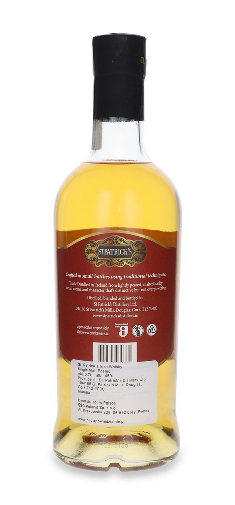 St Patrick's Irish Whiskey Single Malt Peated /45%/ 0.7l