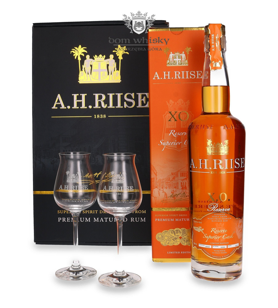 AH Riise XO Reserve Superior Cask Rum + 2 glasses / 40% / 0.7l
