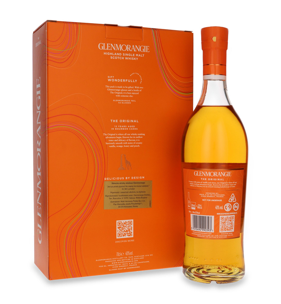 Glenmorangie Original 12-letni + 2 szklanki / 40% /0,7l 
