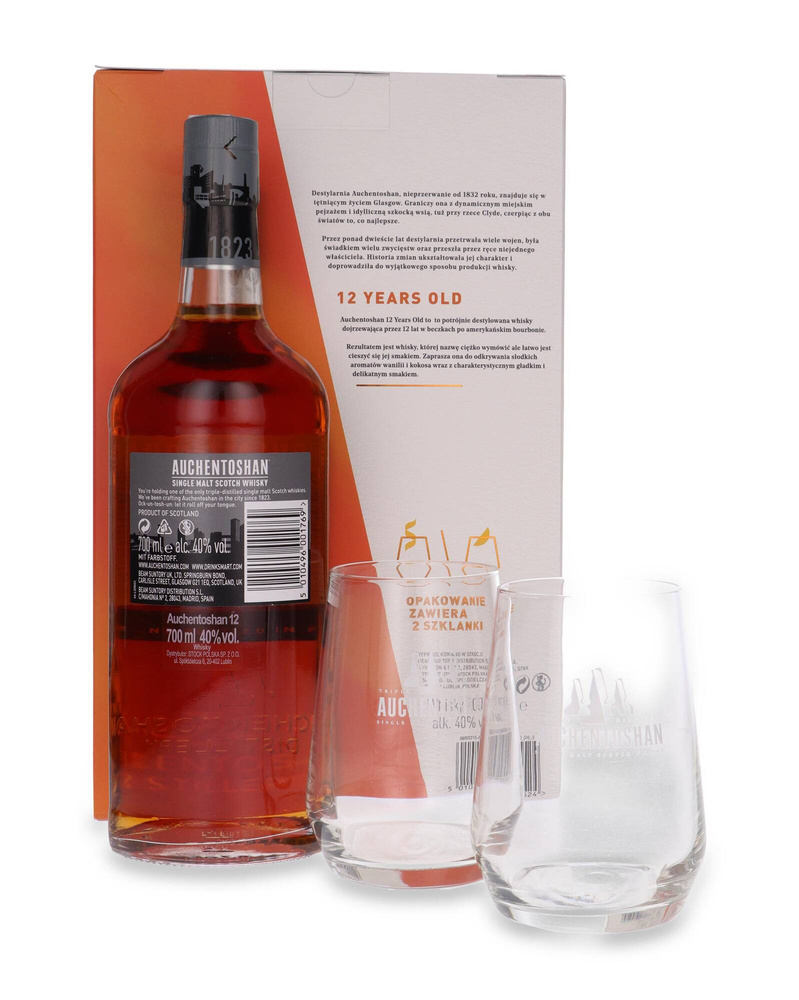 Auchentoshan 12 Year Old Delicate & Layered + 2 glasses / 40% / 0.7l