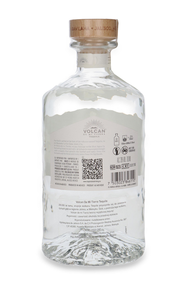 Tequila Volcan De Mi Tierra Blanco 100% Agave Azul / 38% / 0,7l