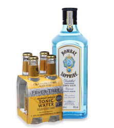 Bombay Sapphire London Dry Gin 40% / 0.7 L + 4 bottles of Fever-Tree Indian Tonic Water