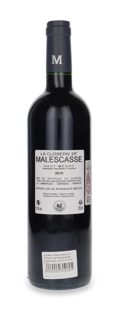 Chateau Malescasse La Closerie de Malescasse Haut-Médoc 2019 / 13.5% / 0.75 L