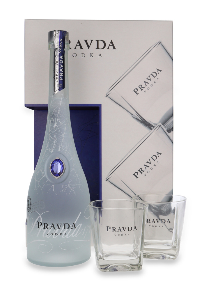 Wódka Pravda Vodka / 40% / 0,7l + 2 szklanki & notes Pravda!