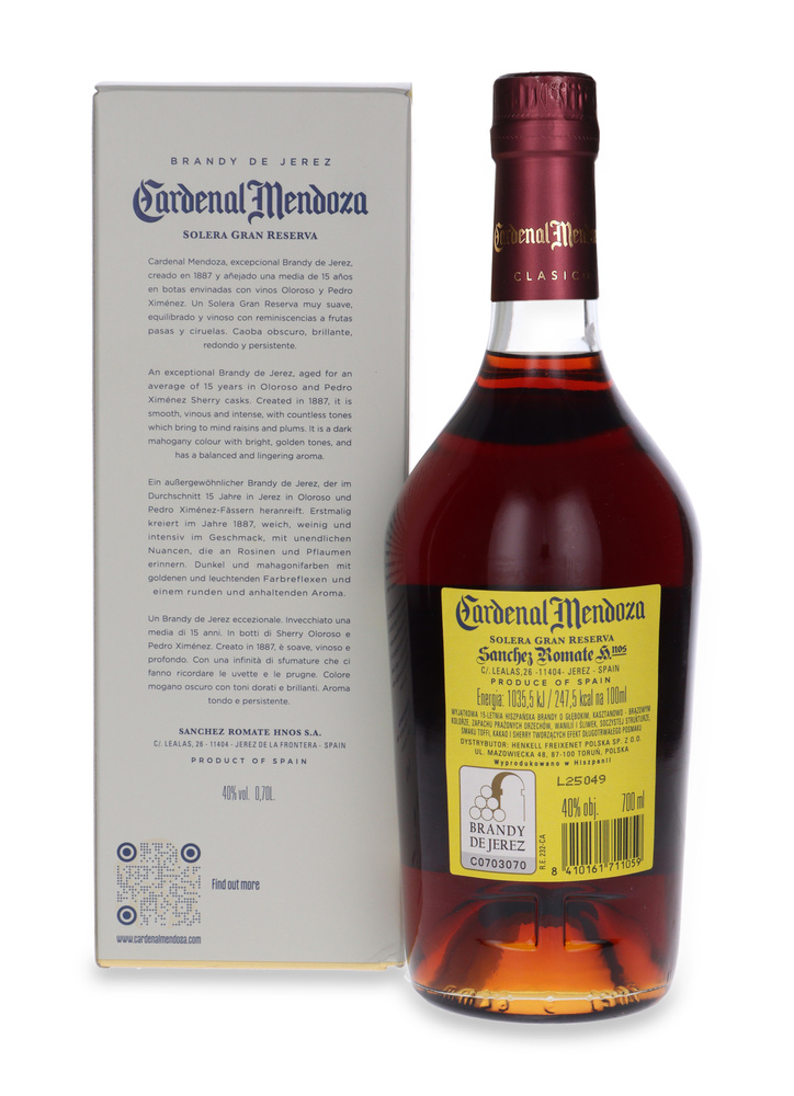 Cardenal Mendoza Clásico, Brandy de Jerez Solera Gran Reserva / 40% / 0.7l