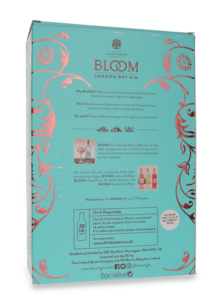 Bloom London Dry Gin + Copa Glass / 40%/ 0,7l 	