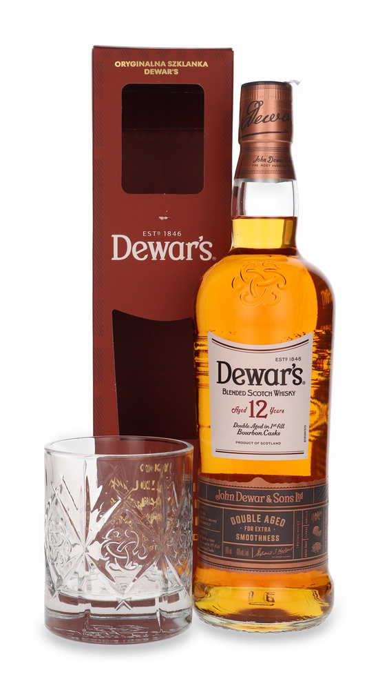Dewar’s 12-letni Double Aged + szklanka / 40%/ 0,7l