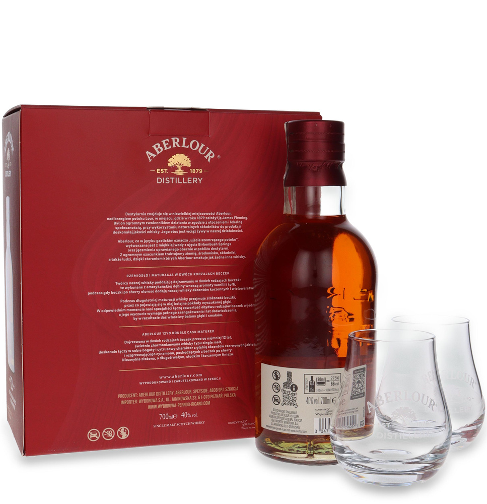 Aberlour 12-letni Double Cask Matured + 2 szklanki / 40% / 0,7l
