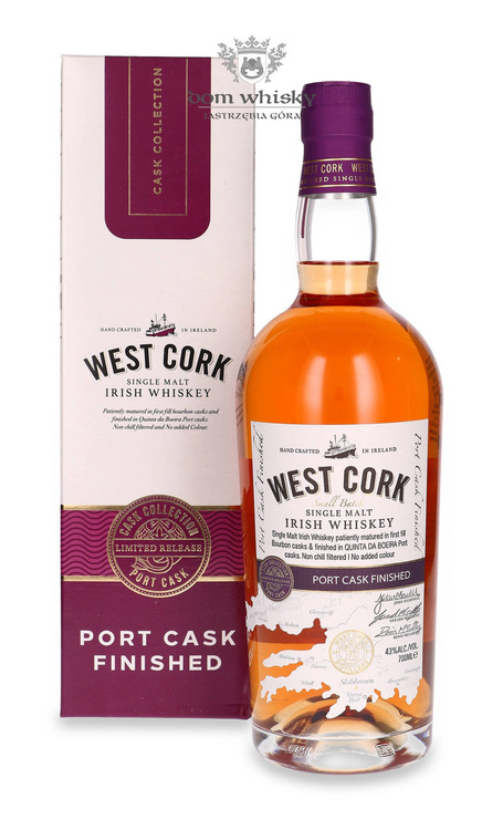 West Cork Single Malt Port Cask Finished / karton / 43%/ 0,7l	