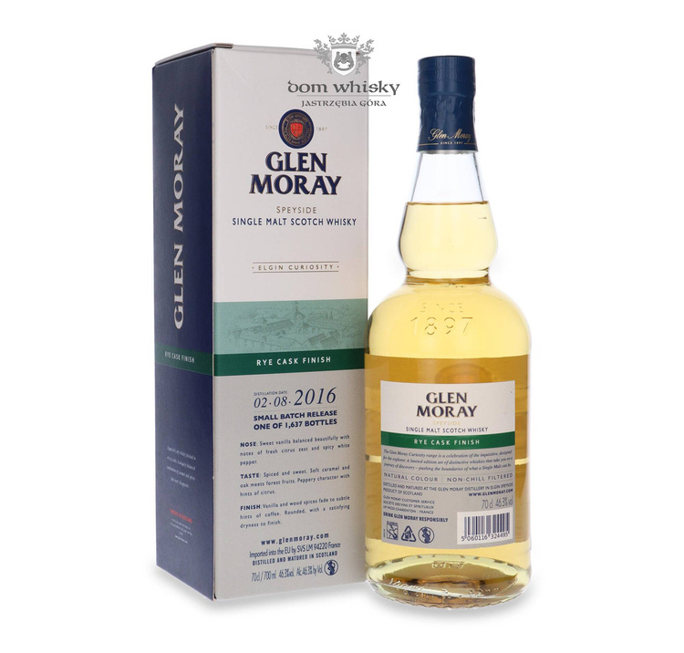 Glen Moray 2016 Elgin Curiosity, Rye Cask Finish / 46,3%/ 0,7l	