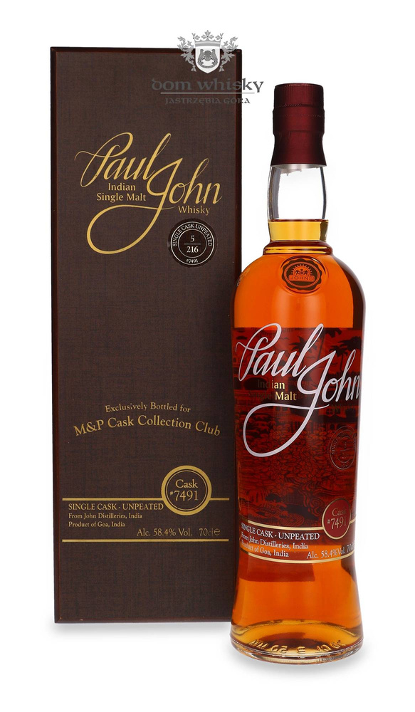 Paul John 2016 (Bottled 2021) M&amp;P Cask Collection Club, Cask # 7491 / 58.4% / 0.7l