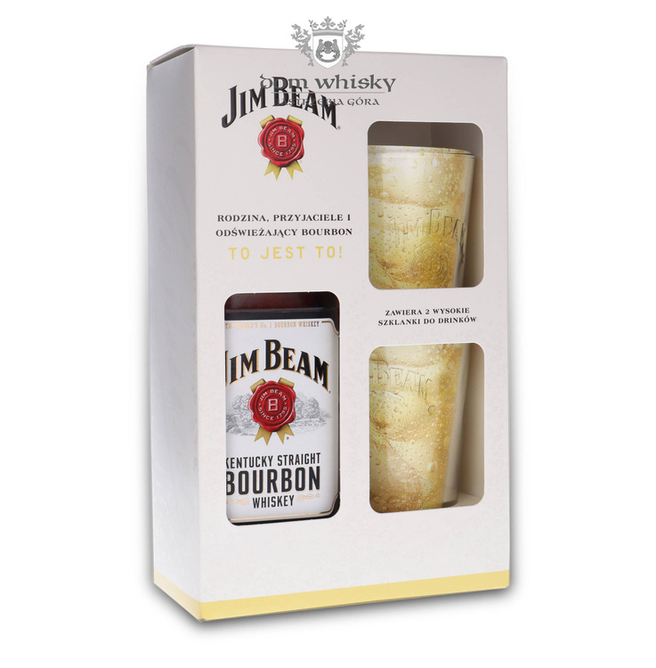 Jim Beam White Label + 2 szklanki / 40% / 0,7l