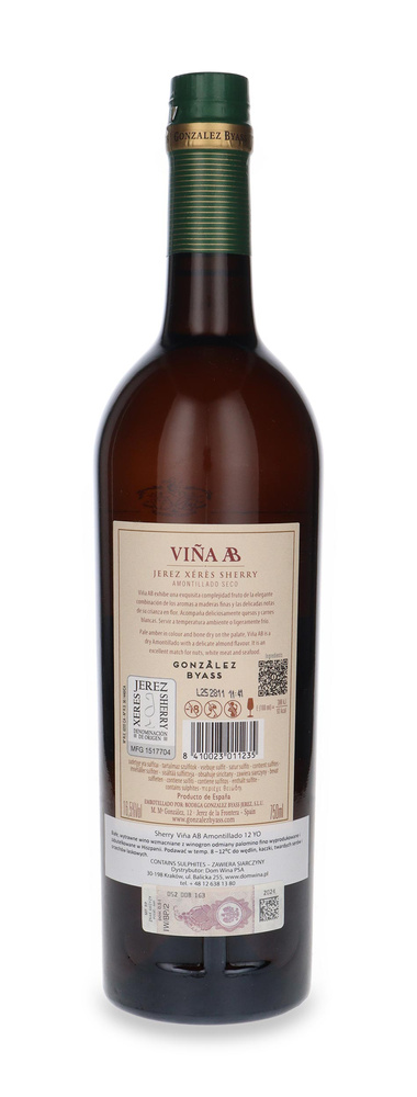 Gonzalez Byass Jerez Sherry Vina AB 12-letni Amontillado / 16,5% / 0,75l