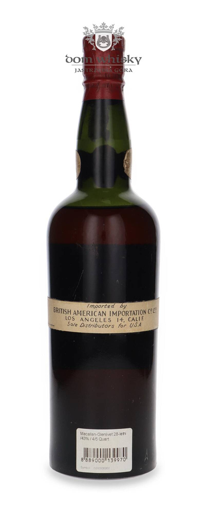 Macallan-Glenlivet 28-Year-Old (Bottled by Row & Co. Ltd) /43% / 4/5 quart