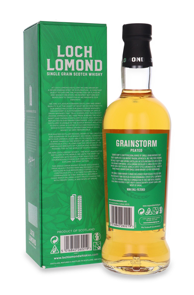 Loch Lomond Single Grain (Peated) / karton / 46% / 0,7l + piersiówka