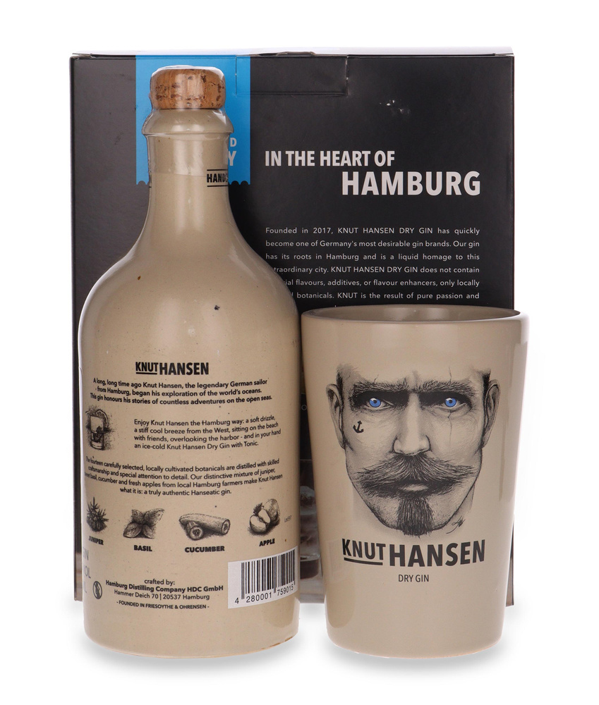 Knut Hansen Dry Gin + 1 glass / 42% / 0.5l