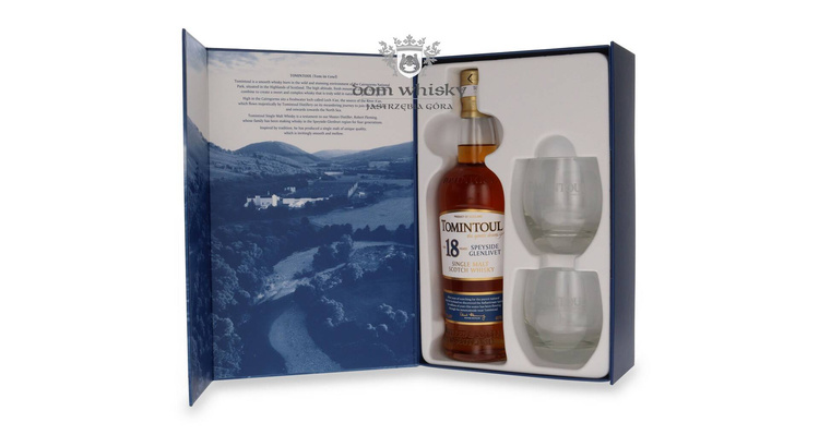 Tomintoul 18-letni The Gentle Dram + 2 szklanki / 40% / 0,7l