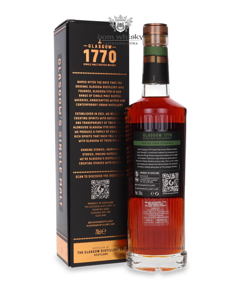 Glasgow 1770 Peated, Rich and Smoky Cask Strength Batch 01 / 60,8% / 0,7l	 