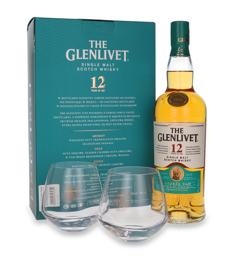 The Glenlivet 12-letni Double Oak + 2 szklanki / 40% / 0,7l