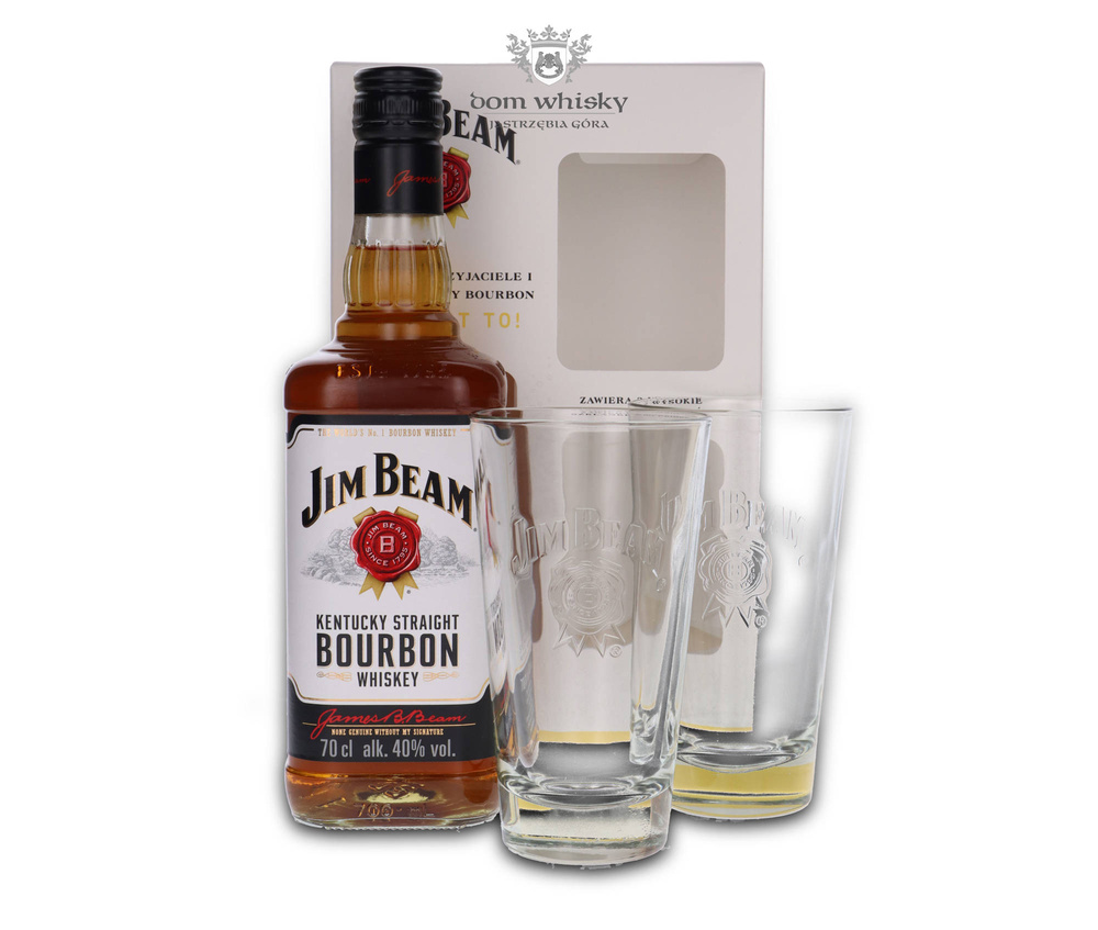 Jim Beam White Label + 2 glasses / 40% / 0.7l