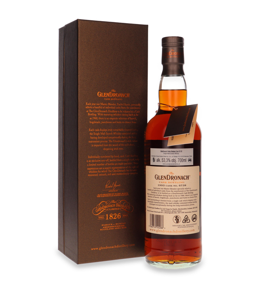 GlenDronach 29-letni (D.1993, B.2023) PX Puncheon Cask # 6738 Exclusively for Dom Whisky / 53,3%/ 0,7l	 + Torba w prezencie!