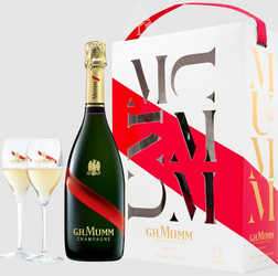 Szampan Mumm Grand Cordon / 12% / 0,75l + 2 kieliszki Mumm