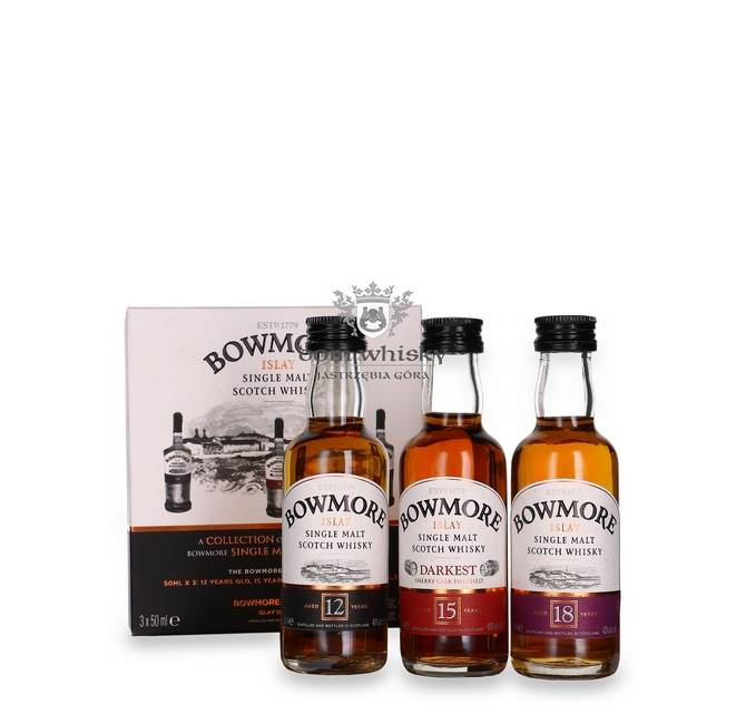 Bowmore Zestaw (12 letni,15 letni Darkest,18 letni) /43%/Miniaturka/ 3x0,05l