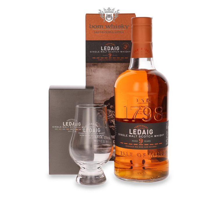 Ledaig 9-letni Bordeaux Red Wine Cask Matured Limited Release / 56,8% /0,7l + glencairn