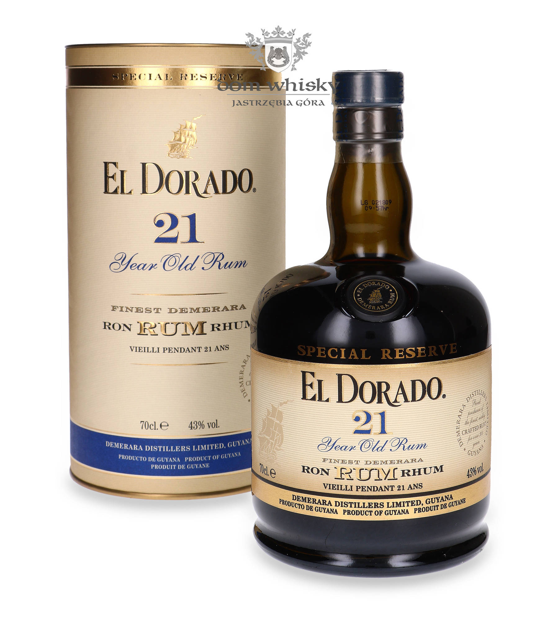Whisky 43% Reserve 21 Dom El Special / letni | 0,7l (Guyana) / Rum Dorado