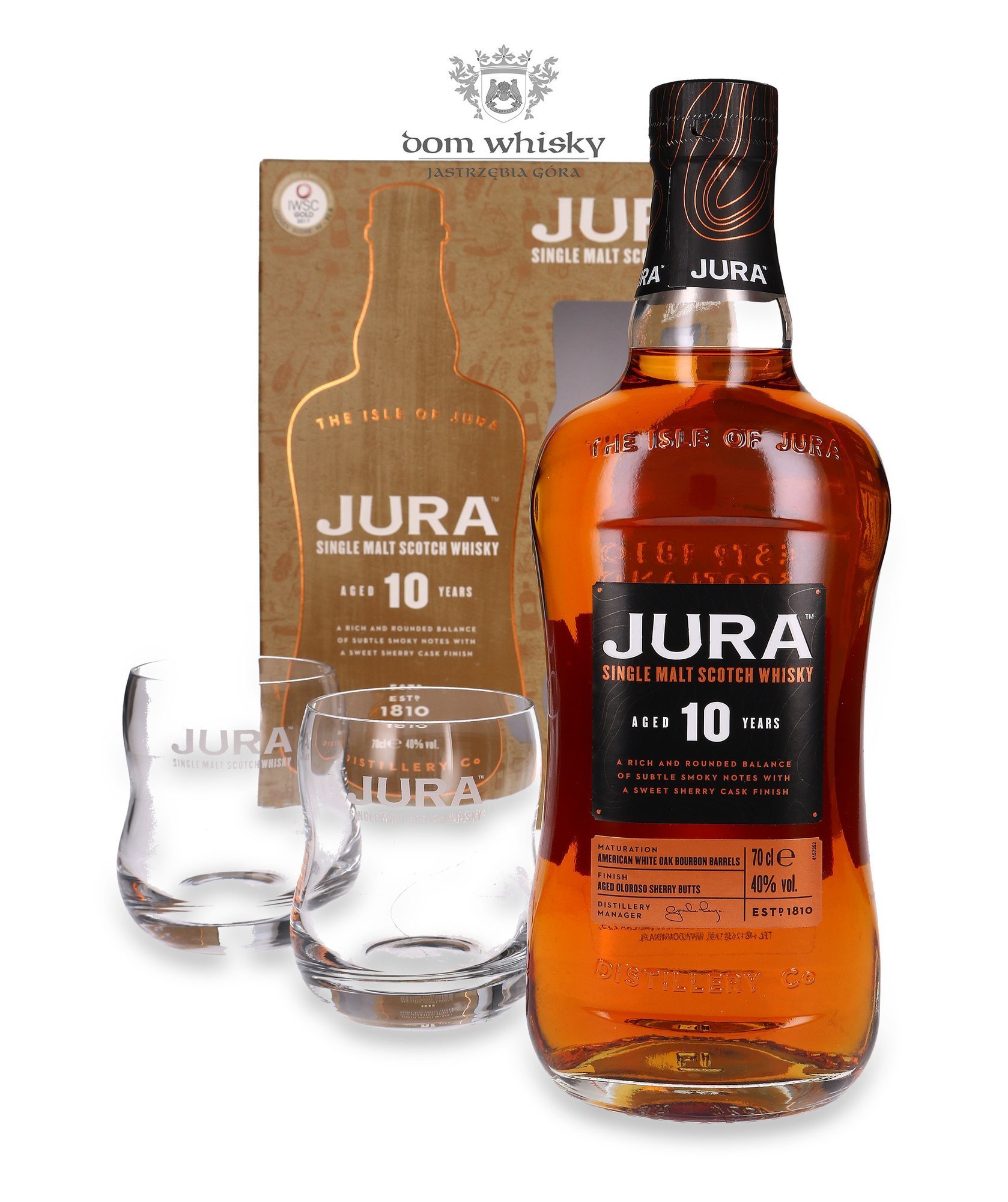 Jura 10-letnia + 2 Szklanki Degustacyjne /40%/0,7l | Dom Whisky