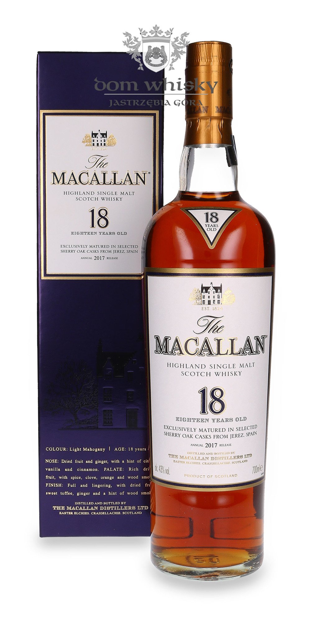 Macallan Sherry Oak 18letni (2017 Release) / 43/ 0,7l Dom Whisky