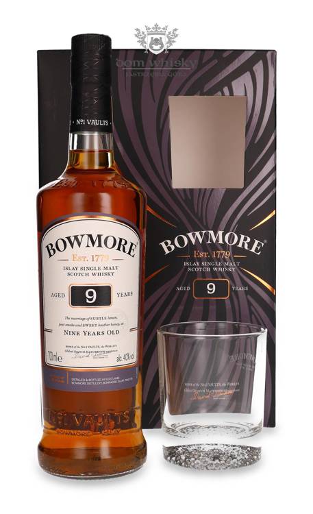 Bowmore 9-letni + szklanka / 40%/ 0,7l