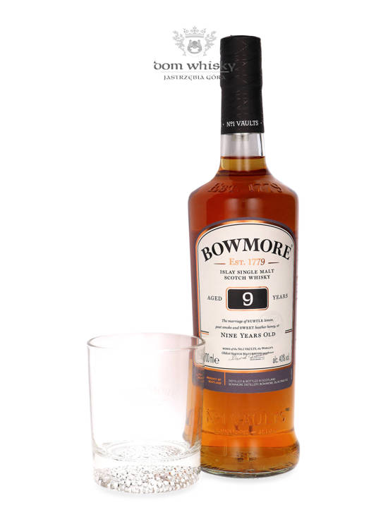 Bowmore 9-letni + szklanka /bez opakowania/ 40%/ 0,7l