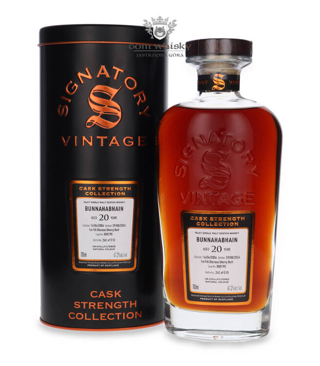 Bunnahabhain 20-letni (D.2004, B.2024) Signatory Vintage / 61,2% / 0,7l	 