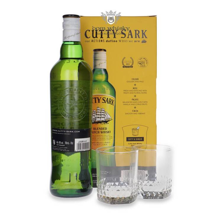 Cutty Sark Blended Scotch Whisky + 2 szklanki / 40%/ 0,7l