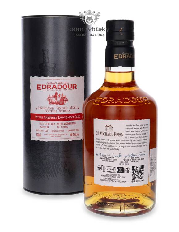 Edradour 11-letni (D.2012, B.2023) 1st Fill Cabernet Sauvignon Cask / 48,2%/ 0,7l		