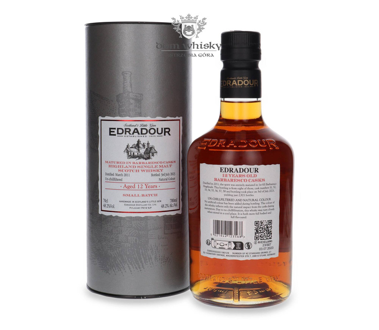 Edradour 12-letni (D.2011, B.2023) Barbaresco Cask Matured / 48,2%/ 0,7l		