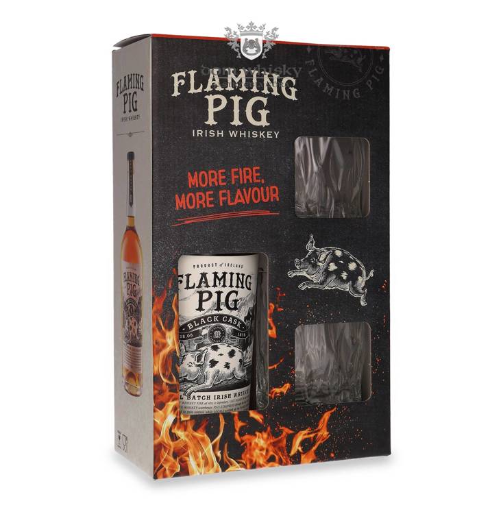 Flaming Pig Black Cask Small Batch Irish Whiskey + 2 szklanki / 40% / 0,7l