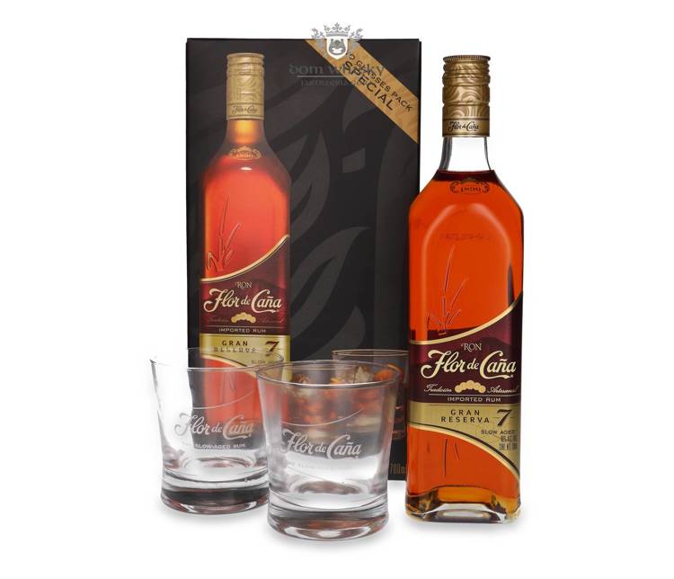 Flor De Cana 7 letni Grand Reserve Rum + 2 szklanki / 40% / 0,7l