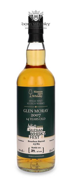 Glen Moray 14-letni (D.2007, B.2022) Bourbon Barrel / 51,1%/ 0,7l