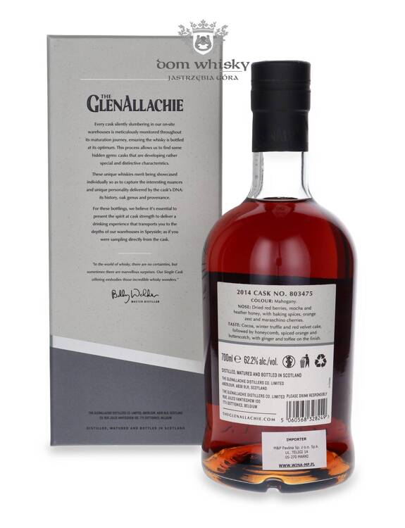 GlenAllachie 2014, 10-letni, Oloroso Puncheon # 803475 / 62,2%/ 0,7l	