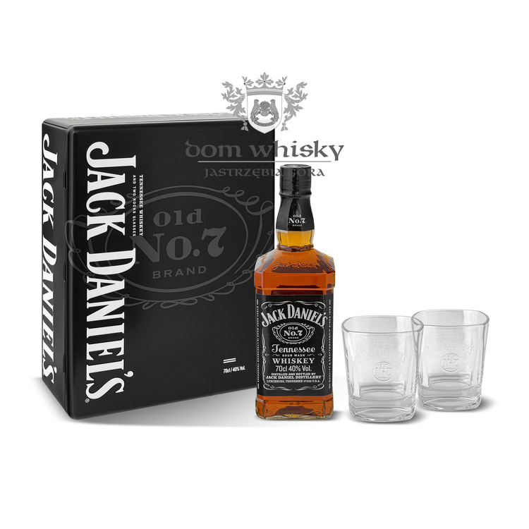 Jack Daniel's Old No.7 + 2 szklanki /Tin Box / 40% / 0,7l