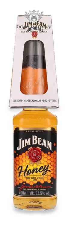 Jim Beam Honey + szklanka / 32,5% / 0,7l