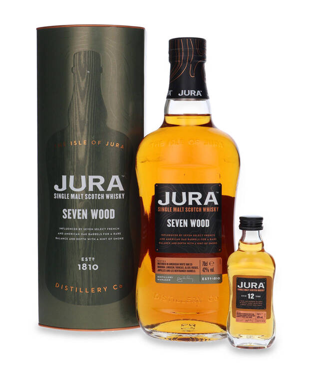 Jura Seven Wood / 42%/ 0,7l + miniaturka Jura 12YO / 40% / 0,05l