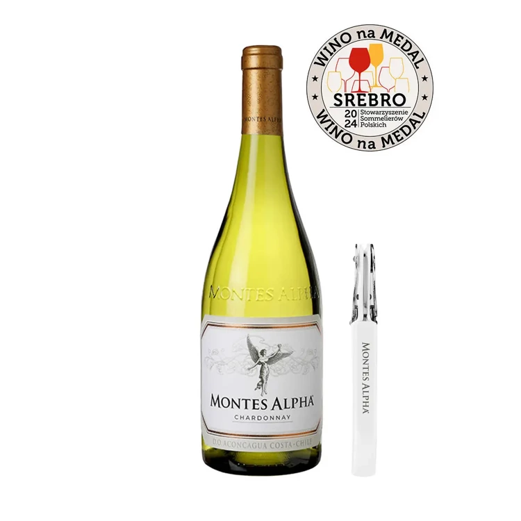 Montes Alpha Chardonnay 2021/ 14% / 0,75l + korkociąg w prezencie!