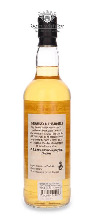 Springbank 1974 (Bottled 2003) Private Bottling Cask 1157, Bottle No. 71 / 46% / 0,7l