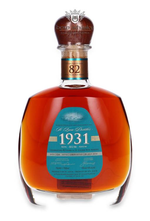 St Lucia 1931 Rum, 82rd Anniversary, Third Edition /bez opakowania/ 43% / 0,7l