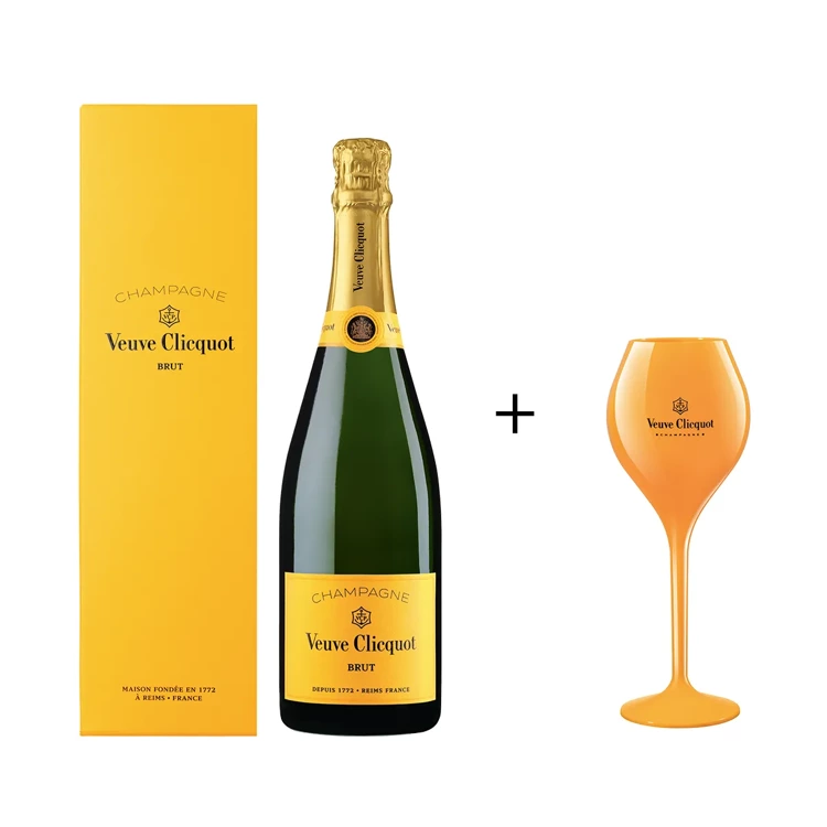 Szampan Veuve Clicquot Yellow Label 250th Anniversary w kartoniku / 12% / 0,75l + kieliszek Veuve Clicquot